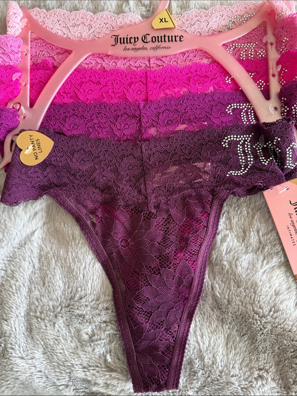 Juicy Couture Ombre Lace Thong in Pink to Purple Gradient